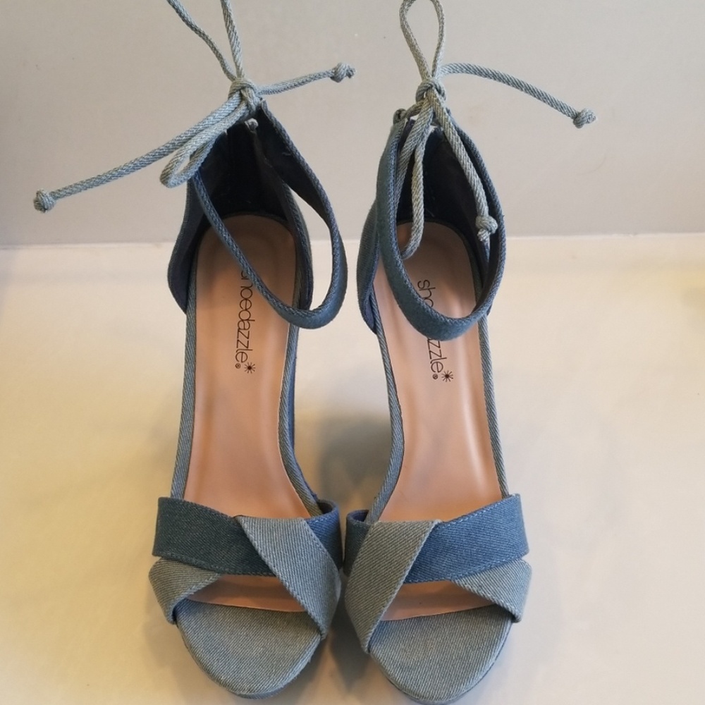 High heel  denim wedges